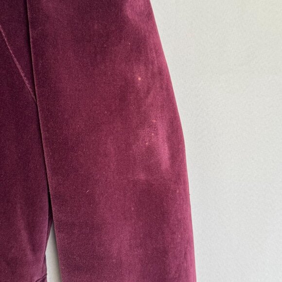 Lucky Brand Live In Love Burgundy Velvet Floral Embroidered Open Front Blazer - Picture 6 of 16